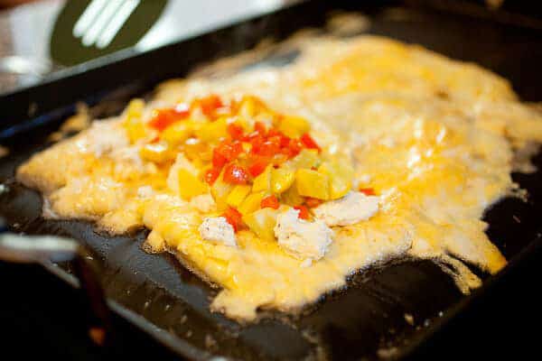 an omelet on the griddle